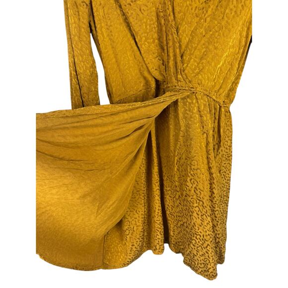 Anthropologie Long-Sleeve Mini Dress Leopard Print Gold Size Medium‎ - Picture 5 of 10